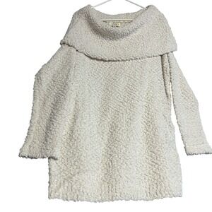 NWT Umgee Fuzzy Cowl Neck Sweater Women's 1XL Cream Cozy Warm Winter
